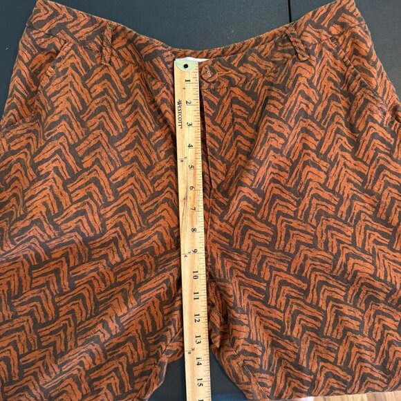 Garnet Hill Rust Colored Chevron Print Linen Pants, Wide Leg, Mid Rise, Size 12 - Picture 7 of 9